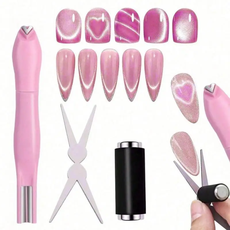 Katzenaugen-Nagelmagnet-Set, French-Tip Katzenaugen-Herzmagnete Nagelmagnet-Stift Katzenaugen-Gel-Lack Magnete Werkzeuge Maniküre Katzenaugen-Nagelmagnet-Set, French-Tip Katzenaugen-Herzmagnete Nagelmagnet-Stift Katzenaugen-Gel-Lack Magnete Werkzeuge Maniküre - Image 2