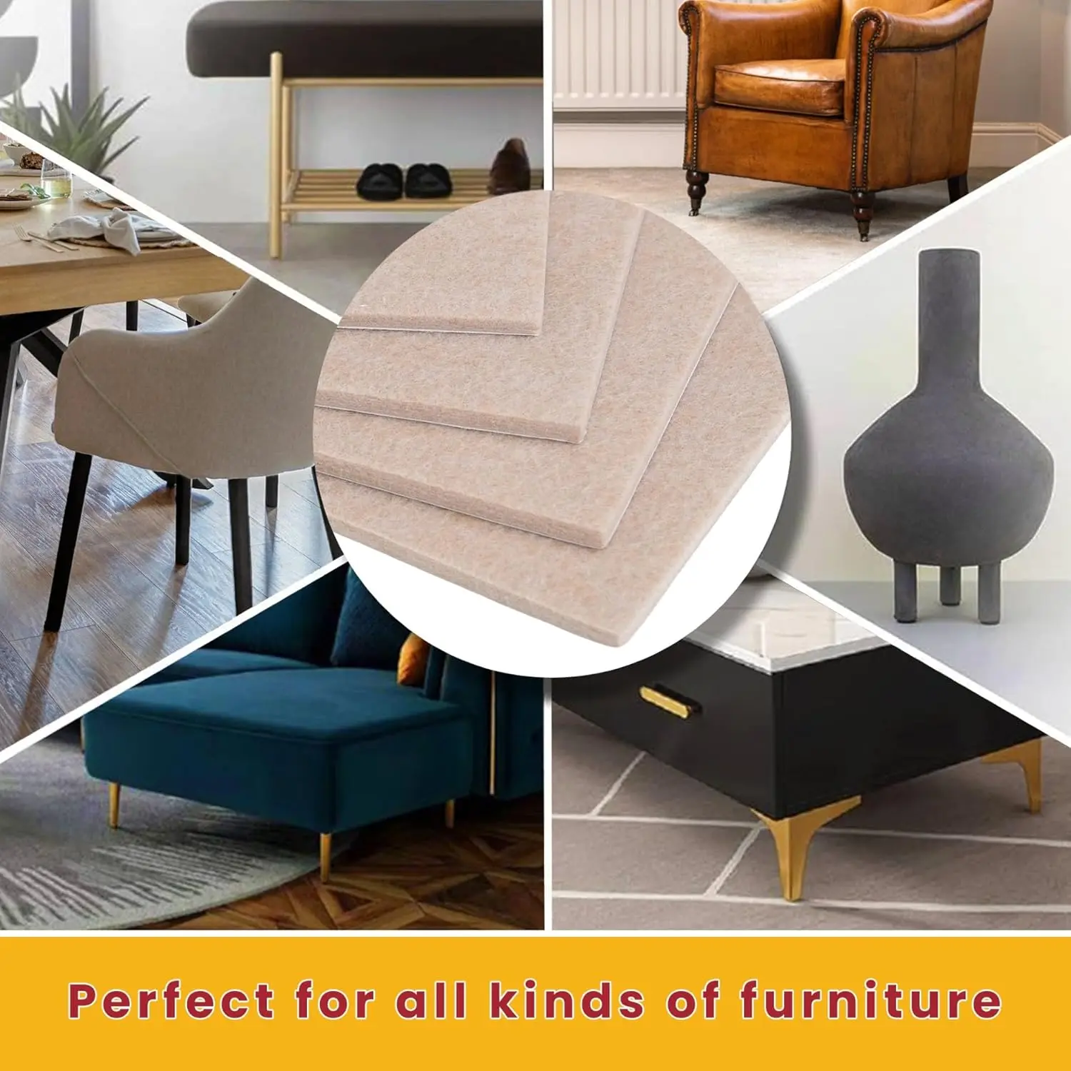Felt Furniture Pads 4Pcs Self Adhesive Cuttable Furniture Felt Pads, Anti Scratch Floor Protectors For Furniture Felt Furniture Pads 4Pcs Self Adhesive Cuttable Furniture Felt Pads, Anti Scratch Floor Protectors For Furniture - Image 6