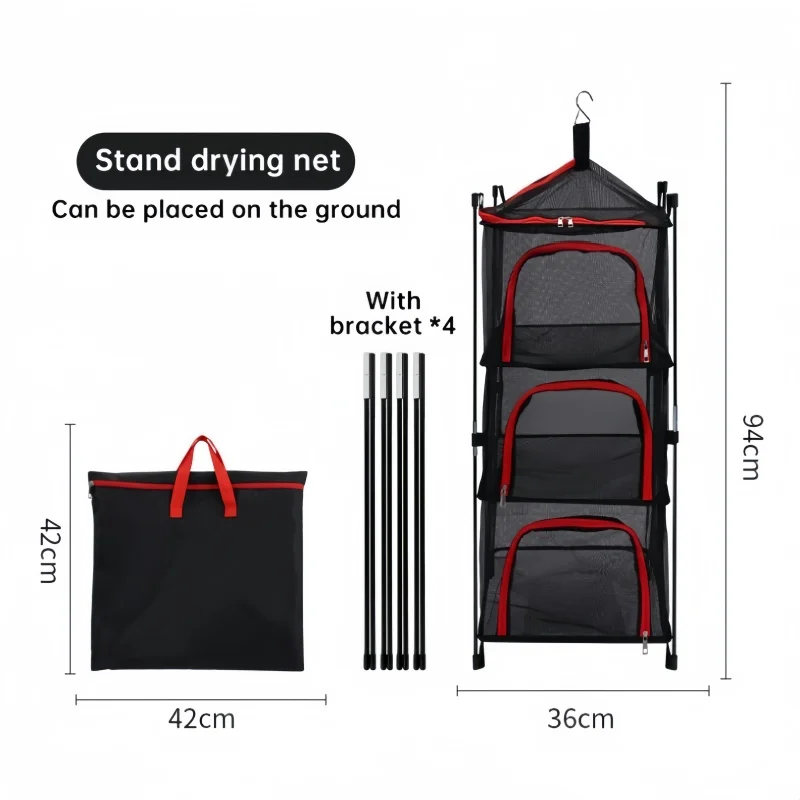 Outdoor Camping Tableware Storage Ventilated Net Bowl Basin Drying Net Foldable 4 Layers Storage Multifunctional Hanging Mesh Outdoor Camping Tableware Storage Ventilated Net Bowl Basin Drying Net Foldable 4 Layers Storage Multifunctional Hanging Mesh - Image 7