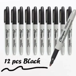 12 schwarze Permanentmarker, feine Spitze, wasserfest, schnell trocknend