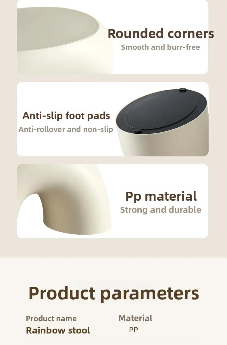 Nordic Rainbow Arch Stool For Kids &Amp; Adults, Cream White Minimalist Plastic Low Stool, Anti-Slip Step Stool For Bathroom, Shoe C Nordic Rainbow Arch Stool For Kids &Amp; Adults, Cream White Minimalist Plastic Low Stool, Anti-Slip Step Stool For Bathroom, Shoe C - Image 19