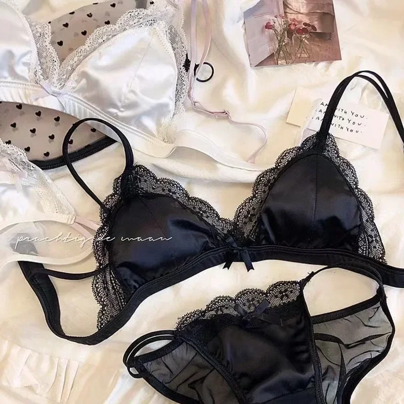 Französisches, Ultradünnes, Sexy, Atmungsaktives Sommer-Bh-Set Aus Spitze Aus Satin Für Mädchen Französisches, Ultradünnes, Sexy, Atmungsaktives Sommer-Bh-Set Aus Spitze Aus Satin Für Mädchen