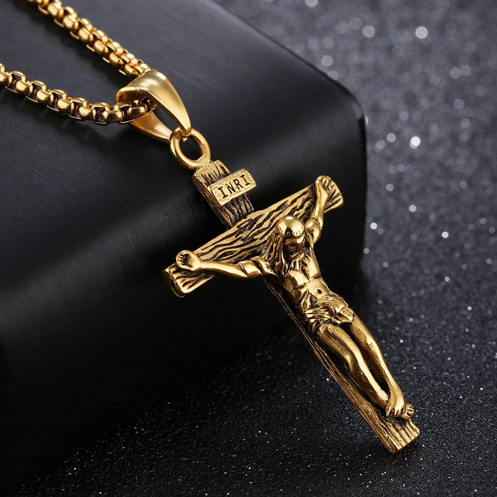 Premium-Kreuz-Halskette Für Damen, 18 Karat Vergoldet, Trendige Gold-Kreuz-Anhängerkette Für Mädchen, Kruzifix-Halskette Für Damen Und Mädchen Premium-Kreuz-Halskette Für Damen, 18 Karat Vergoldet, Trendige Gold-Kreuz-Anhängerkette Für Mädchen, Kruzifix-Halskette Für Damen Und Mädchen - Image 3