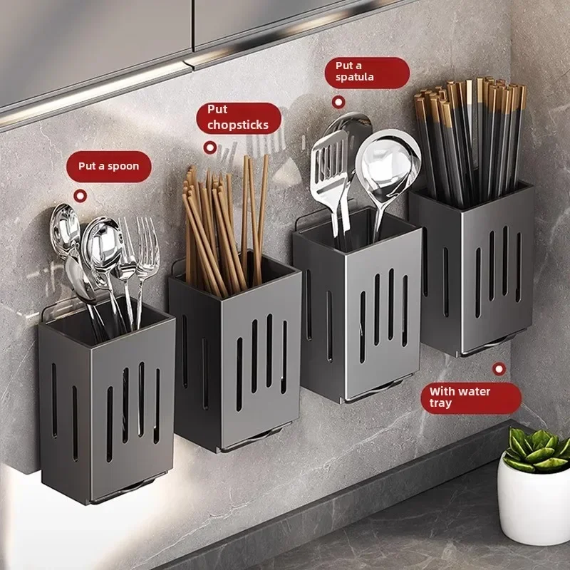 Chopsticks Storage Box Draining Hanging Rack Kitchen Wall Mounted Utensil Holder No Drill Spoon Fork Chopsticks Caddy Chopsticks Storage Box Draining Hanging Rack Kitchen Wall Mounted Utensil Holder No Drill Spoon Fork Chopsticks Caddy