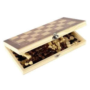 3-in-1 Schach-, Backgammon- und Dame-Set Holz-Schachbrett Brettspiele-Set Tragbares Lehrreiches Internationales Schachspiel