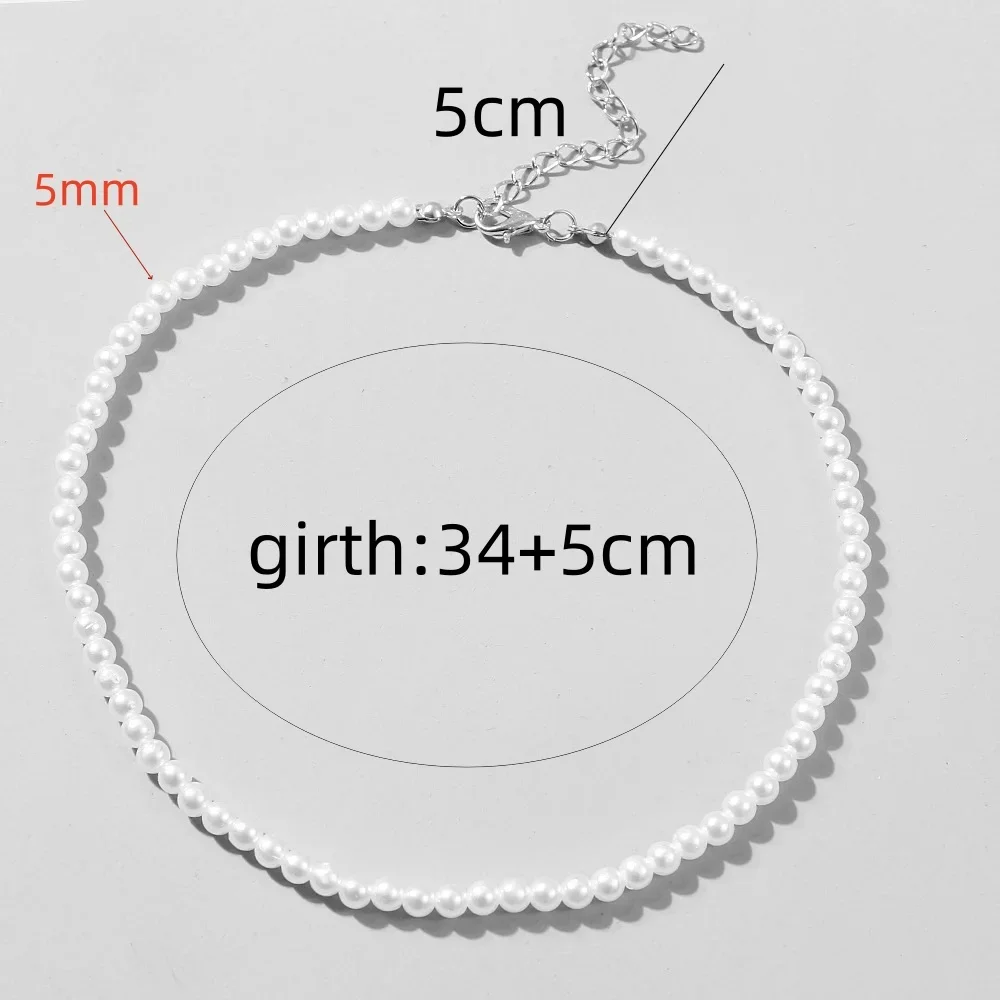 Trend 4-8Mm Weiße Perle Halskette Schlüsselbein Kette Für Frauen Klassische Elegante Hochzeit Hals Schmuck Liebe Anhänger Geschenk Trend 4-8Mm Weiße Perle Halskette Schlüsselbein Kette Für Frauen Klassische Elegante Hochzeit Hals Schmuck Liebe Anhänger Geschenk - Image 9