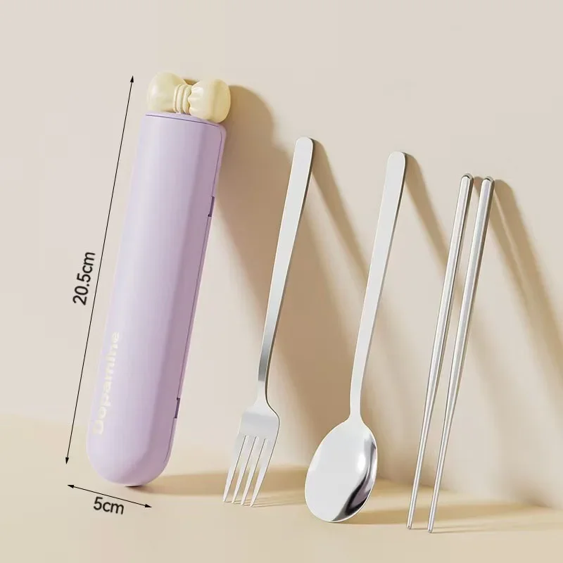 2/3-Teiliges Tragbares Besteckset, Langlebige Gabel, Löffel Und Stäbchen Aus Edelstahl, Bogenförmiges Design Für Picknicks Und Geburtstagsgeschenke 2/3-Teiliges Tragbares Besteckset, Langlebige Gabel, Löffel Und Stäbchen Aus Edelstahl, Bogenförmiges Design Für Picknicks Und Geburtstagsgeschenke - Image 6