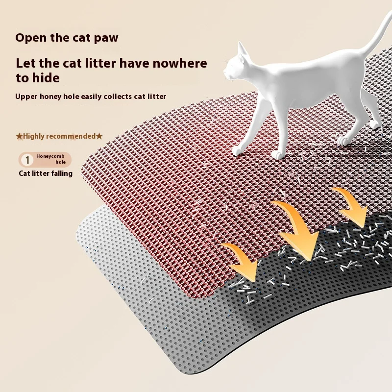 Cat Litter Mat 2-Layer Design Premium Sand Trapping Technology Waterproof Base Non-Slip Pet Floor Protector For Indoor Kittens Cat Litter Mat 2-Layer Design Premium Sand Trapping Technology Waterproof Base Non-Slip Pet Floor Protector For Indoor Kittens - Image 3