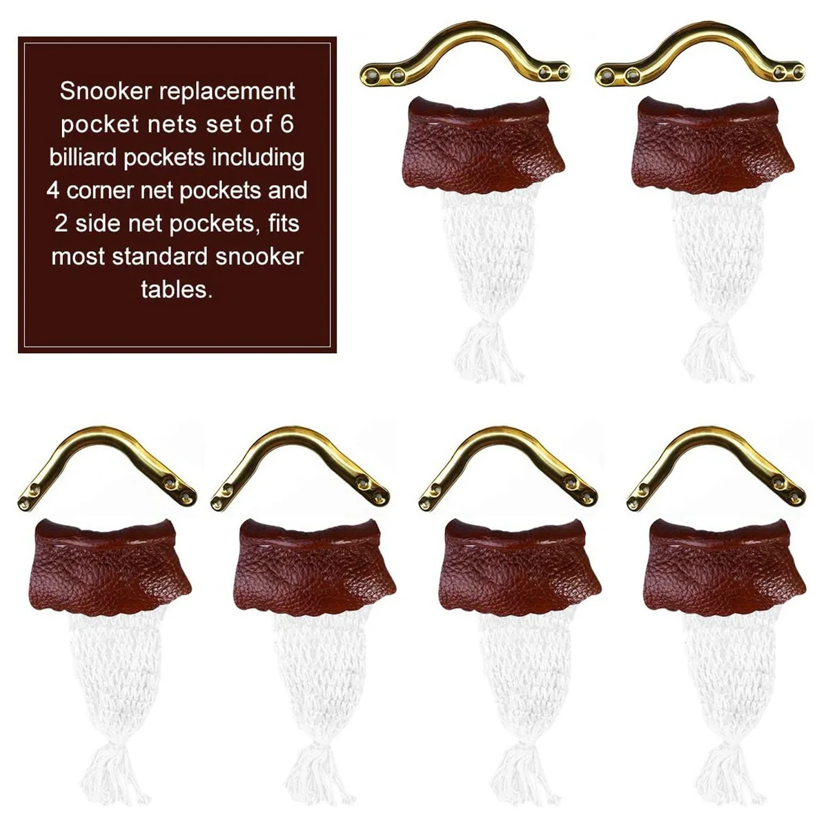 Snooker Pocket Nets Billiard Pool Table Pocket Net Replacement Snooker Table Leather Pockets Set Of 6-B60B Snooker Pocket Nets Billiard Pool Table Pocket Net Replacement Snooker Table Leather Pockets Set Of 6-B60B - Image 2