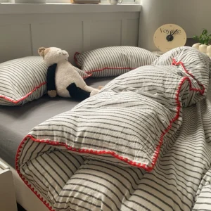 100% Cotton Stripe Bedding set Duvet Cover Set with Pillowcase housse de couette Quilt Cover set King Size