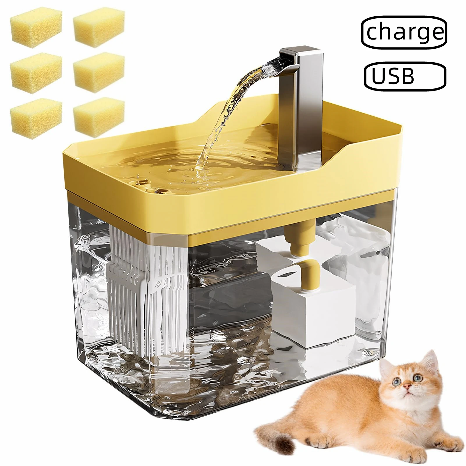 Cat Water Fountain Auto Filter Transparent Drinker Usb Anti-Dry Burning Recirculate Filtering Water Dispenser With Pump Cat Water Fountain Auto Filter Transparent Drinker Usb Anti-Dry Burning Recirculate Filtering Water Dispenser With Pump