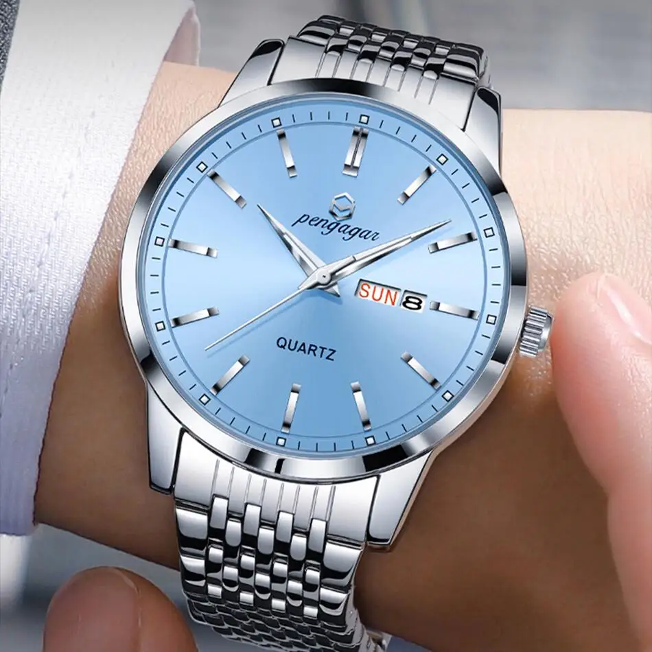 2025 Neue Top Marke Luxus Mann Armbanduhr Wasserdicht Leucht Datum Männer Uhren Edelstahl Quarz 43Mm Herren Uhr Männlichen Reloj 2025 Neue Top Marke Luxus Mann Armbanduhr Wasserdicht Leucht Datum Männer Uhren Edelstahl Quarz 43Mm Herren Uhr Männlichen Reloj - Image 2