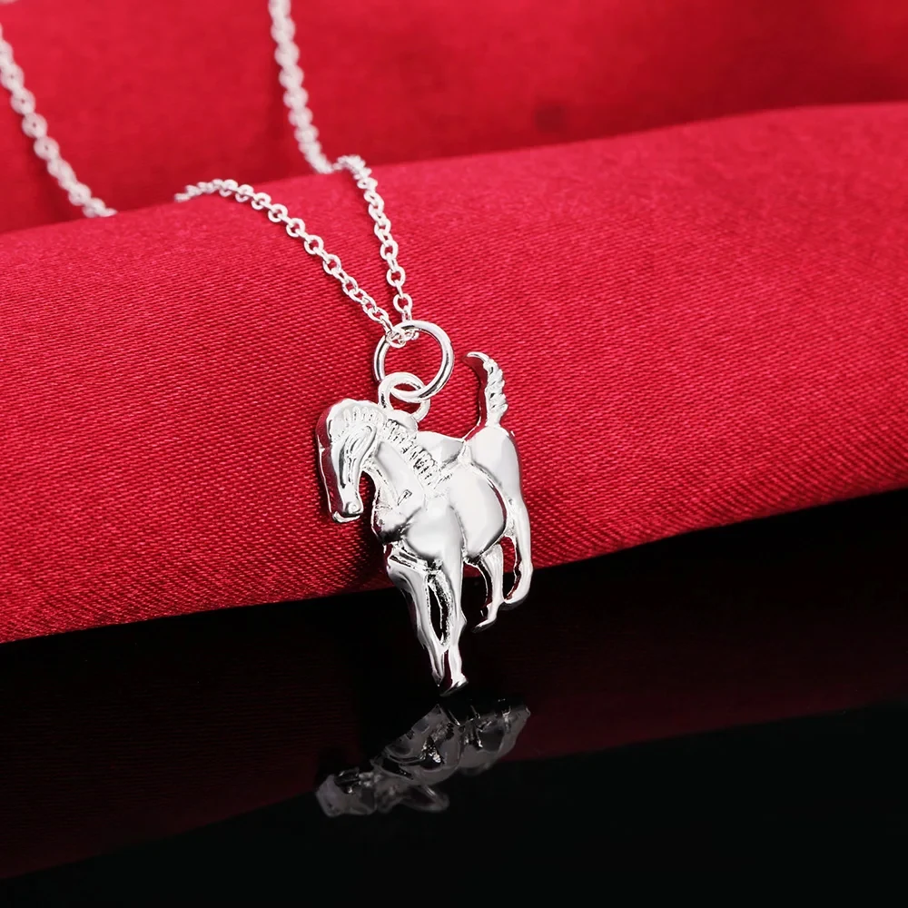 Modemarke Halskette Aus 925Er-Sterlingsilber Für Damen, Luxuriöser Hochzeitsschmuck, Elegante Pferdeanhänger-Kette Modemarke Halskette Aus 925Er-Sterlingsilber Für Damen, Luxuriöser Hochzeitsschmuck, Elegante Pferdeanhänger-Kette - Image 5