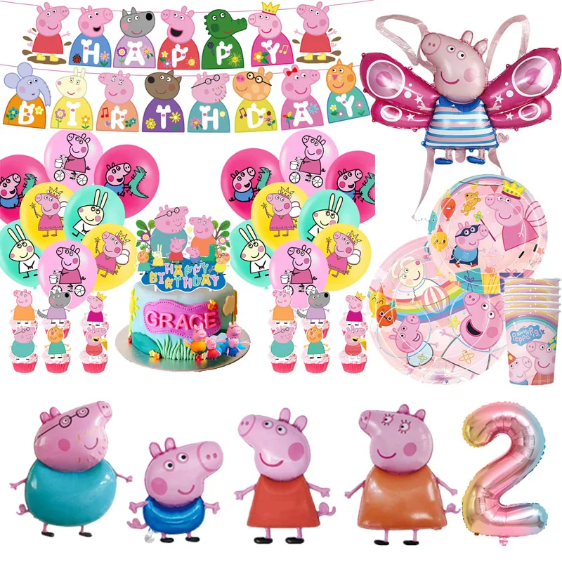 Peppa Pig Geburtstagsparty-Dekoration, George Page Family Ballon Für Kinder, Eventzubehör, Geschirr, Banner, Hintergrund, Geschenk, Babyparty Peppa Pig Geburtstagsparty-Dekoration, George Page Family Ballon Für Kinder, Eventzubehör, Geschirr, Banner, Hintergrund, Geschenk, Babyparty