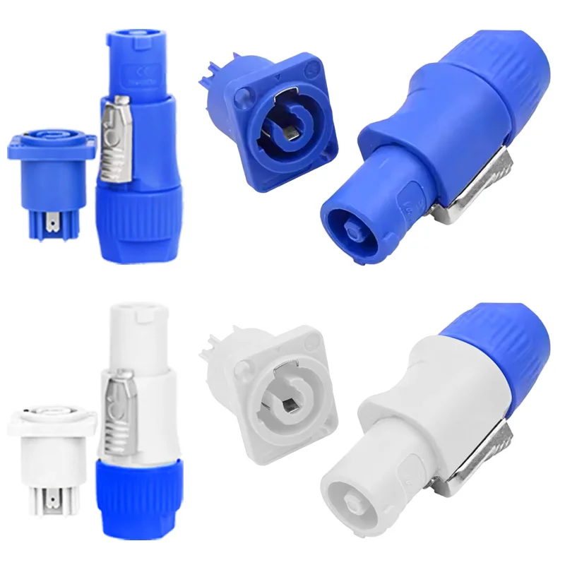 10-Teiliges 3-Poliges Powercon Stecker Set – Verriegelbare Ac-Kabelstecker Mit Chassis-Buchsen Für Led-Bildschirme Und Bühnenlicht Powercon Stecker