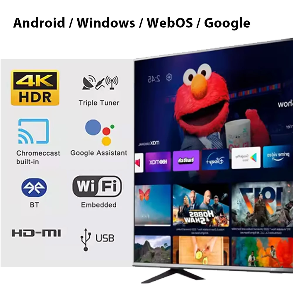 65-Zoll Oled 4K Smart Tv – Android 14, Wlan, Mehrsprachig, Heimkino-Fernseher Mit Us-, Uk-, Eu- &Amp; Au-Stecker 65-Zoll Oled 4K Smart Tv – Android 14, Wlan, Mehrsprachig, Heimkino-Fernseher Mit Us-, Uk-, Eu- &Amp; Au-Stecker - Image 4