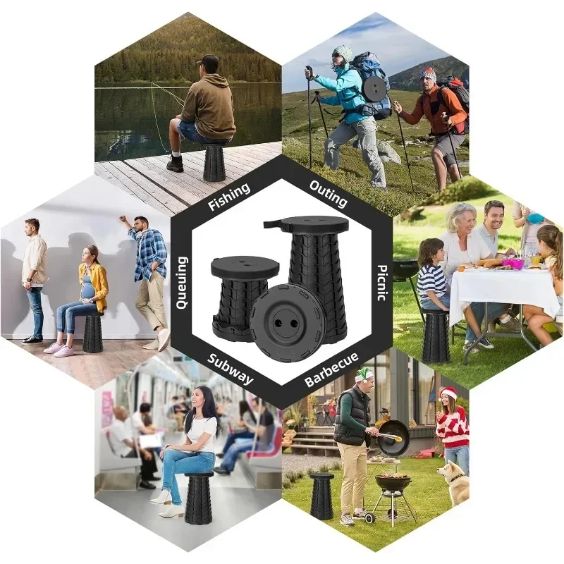 Collapsible Stool Portable Folding Expandable Stool With Carrying Straps Home Space Saving Furniture Stools For Camping Fishing Collapsible Stool Portable Folding Expandable Stool With Carrying Straps Home Space Saving Furniture Stools For Camping Fishing - Image 5