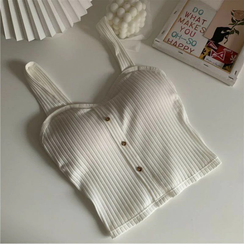 Frauen Y2K Cropped Tops Mit Bh Pads Sommer Korsett Koreanische Hosenträger Weste Sexy Leibchen Schlank Feste Beiläufige Gefälschte Schnalle Tops Frauen Y2K Cropped Tops Mit Bh Pads Sommer Korsett Koreanische Hosenträger Weste Sexy Leibchen Schlank Feste Beiläufige Gefälschte Schnalle Tops - Image 8