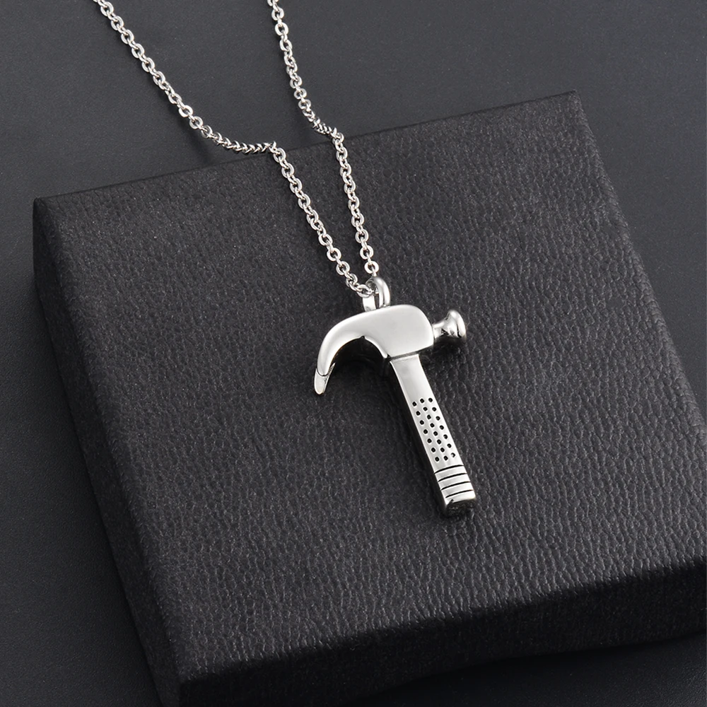 Hammer-Urnen-Halskette Für Asche, Gedenkschmuck, Aschebehälter Aus Edelstahl, Andenken-Anhänger-Halskette Für Männer Und Frauen Hammer-Urnen-Halskette Für Asche, Gedenkschmuck, Aschebehälter Aus Edelstahl, Andenken-Anhänger-Halskette Für Männer Und Frauen - Image 4