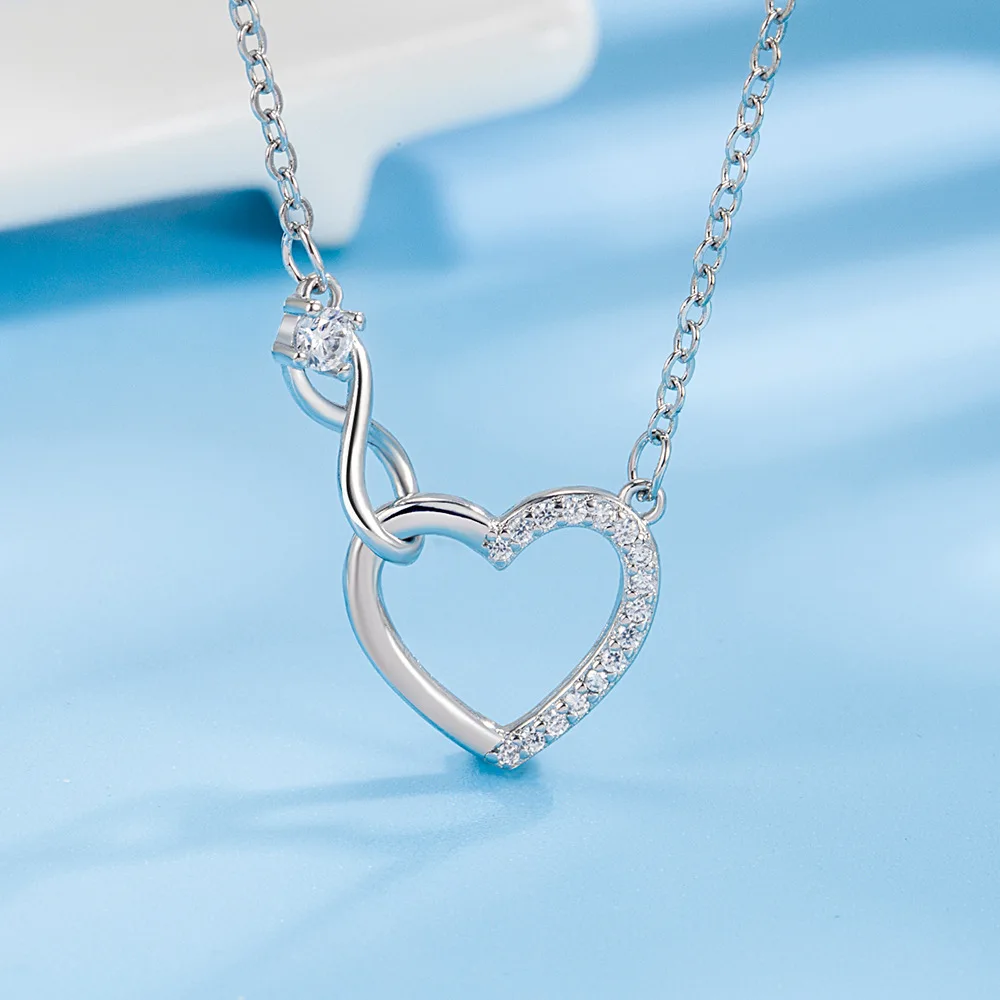 925 Sterling Silber Zirkon Herz Ineinandergreifende Retro Halsketten Für Frauen Hals Kette Luxus Qualität Schmuck Zubehör 925 Sterling Silber Zirkon Herz Ineinandergreifende Retro Halsketten Für Frauen Hals Kette Luxus Qualität Schmuck Zubehör - Image 2