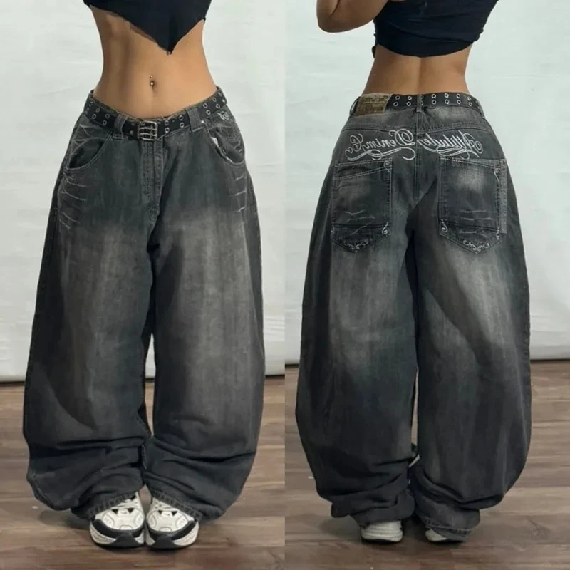 American New Fashion Oversize Pattern Embroidered Baggy Jeans Men Y2K Gothic Harajuku Hip Hop Straight High Waist Wide Leg Pants American New Fashion Oversize Pattern Embroidered Baggy Jeans Men Y2K Gothic Harajuku Hip Hop Straight High Waist Wide Leg Pants - Image 13