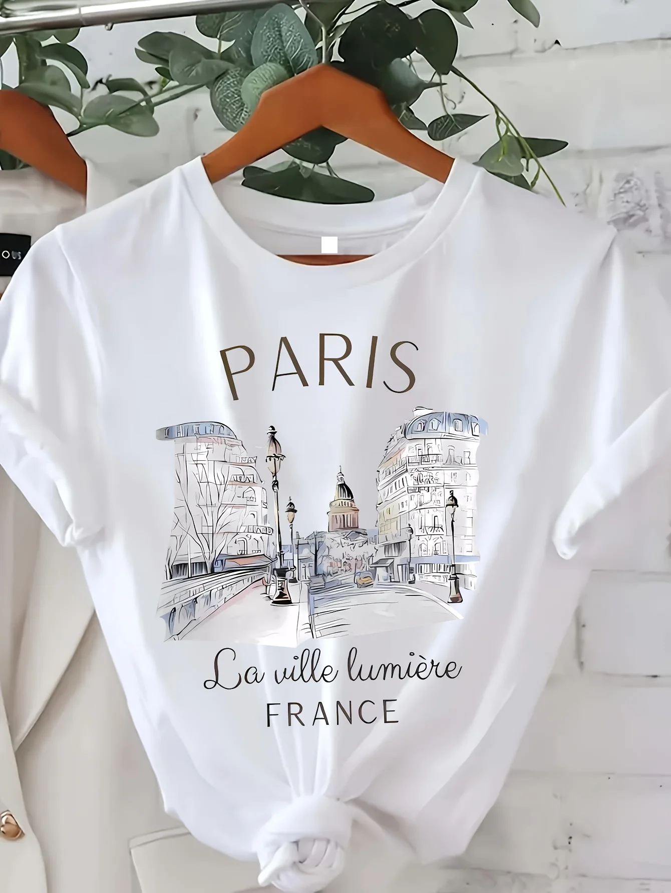 Paris Damen-T-Shirt Mit Aufdruck, Kurzärmelig, Rundhalsausschnitt, Lässiges Oberteil Für Sommer Und Frühling, Damenbekleidung Paris Damen-T-Shirt Mit Aufdruck, Kurzärmelig, Rundhalsausschnitt, Lässiges Oberteil Für Sommer Und Frühling, Damenbekleidung