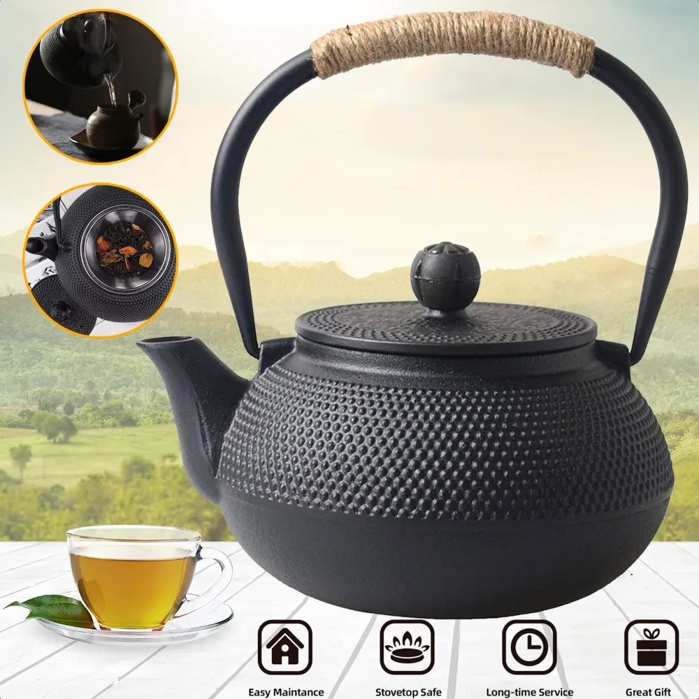 Gusseiserne Tetsubin Teekanne 800 Ml Mit Edelstahl-Sieb – Traditionelle Japanische Teekanne Für Herd Und Teezeremonie Tetsubin Teekanne