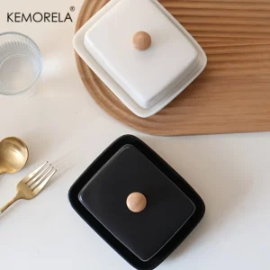 Keramik-Butterdose mit Deckel, rechteckige, verschließbare Käseaufbewahrungsbox, hochwertig und elegant für Küche & Restaurant.