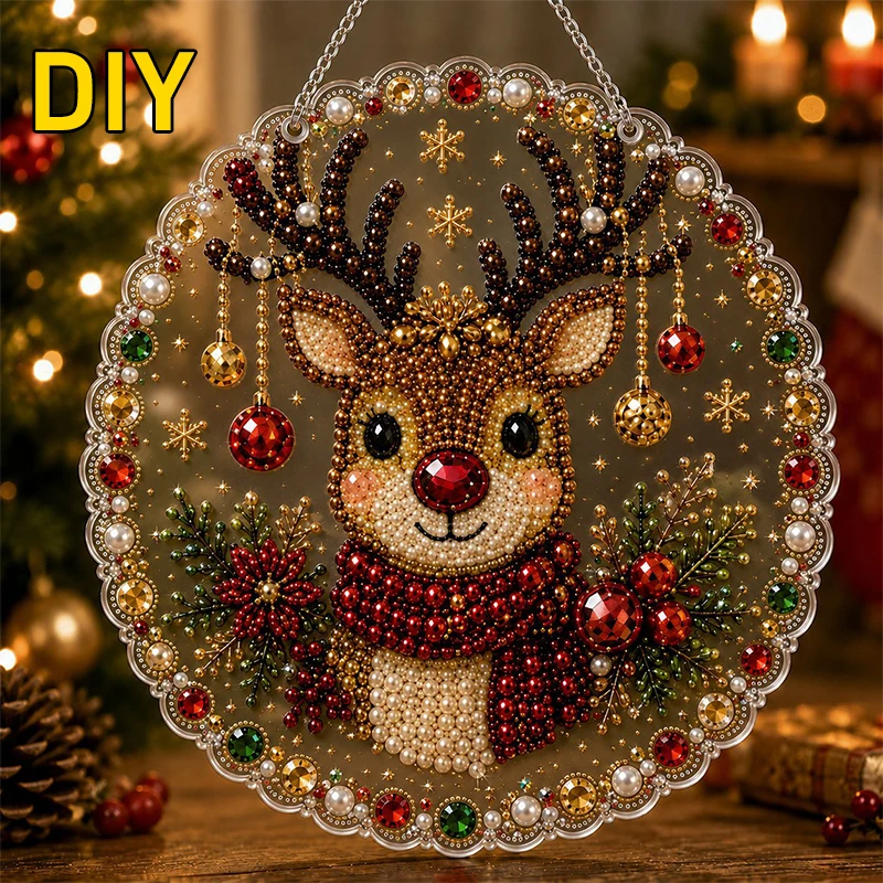 Diy Perlen Anhänger Set – Runde Acryl-Diamantmalerei Für Weihnachten Diy Perlen Anhänger Set – Runde Acryl-Diamantmalerei Für Weihnachten - Image 2