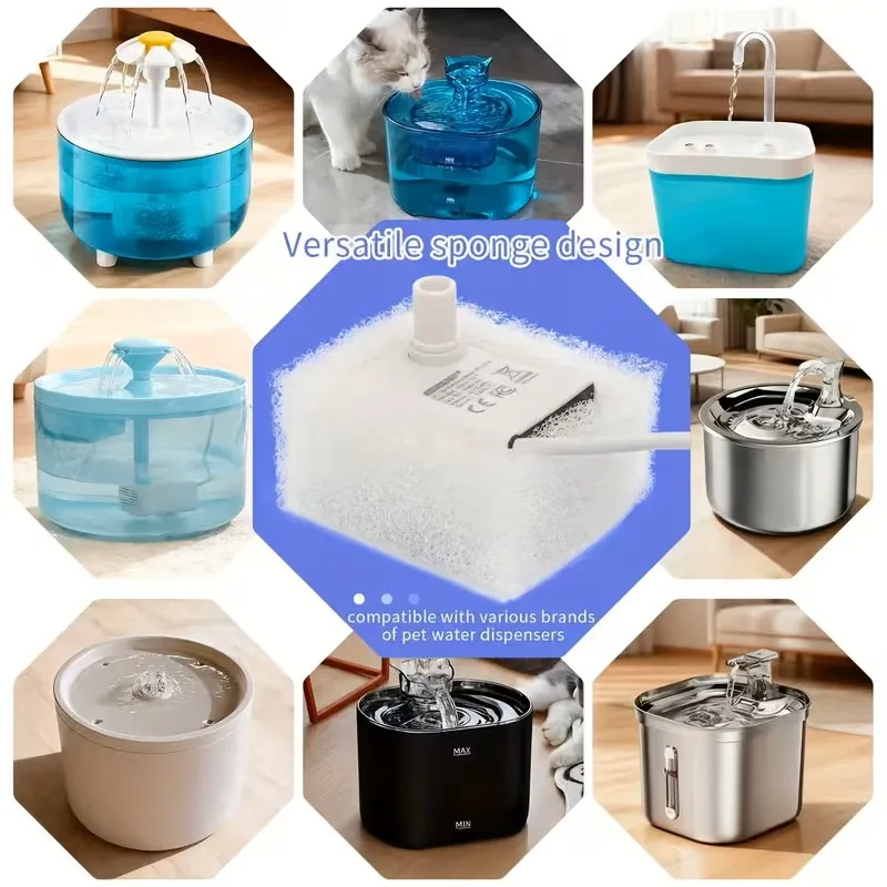 Cat Water Fountain Foam Filter – Compatible With Square Dispensers, Pre-Filtered For Fresh And Clean Drinking Water Cat Water Fountain Foam Filter – Compatible With Square Dispensers, Pre-Filtered For Fresh And Clean Drinking Water - Image 2