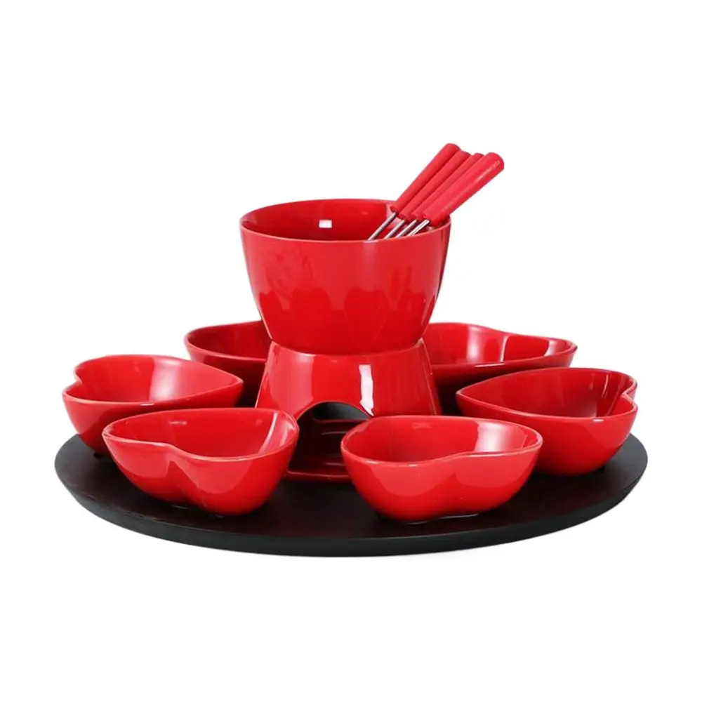 Schokoladenschmelzbecher-Set, Keramik-Fundue-Heizset Mit Gabeln, Heiße Schokolade, Wärmende Becher Für Date, Nacht, Party, Familientreffen Schokoladenschmelzbecher-Set, Keramik-Fundue-Heizset Mit Gabeln, Heiße Schokolade, Wärmende Becher Für Date, Nacht, Party, Familientreffen - Image 3