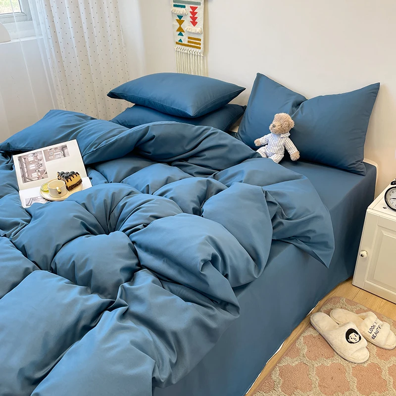 3-Piece Set Of Solid-Color Down Duvet Cover, Bedding Set (1 Duvet Cover +2 Pillowcases, Without Core), Soft And Comfortable 3-Piece Set Of Solid-Color Down Duvet Cover, Bedding Set (1 Duvet Cover +2 Pillowcases, Without Core), Soft And Comfortable - Image 5