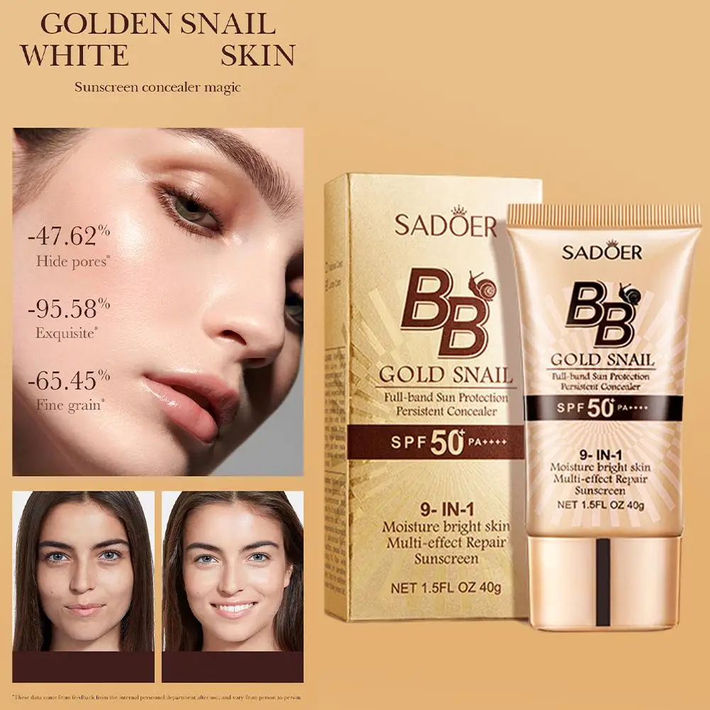 Sadoer Gold Snail Sunscreen Bb Cream Foundation Concealer Moisturizing Isolation Cream Spf50+Pa+++ 40G Facial Moisturizer Sadoer Gold Snail Sunscreen Bb Cream Foundation Concealer Moisturizing Isolation Cream Spf50+Pa+++ 40G Facial Moisturizer - Image 2