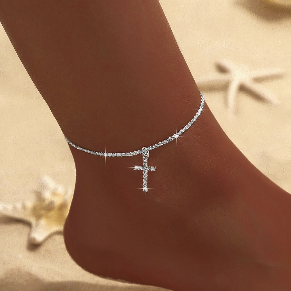 Funkelnde Dünne Kette Fußkettchen Für Frauen Zirkon Herz Kreuz Anhänger Doppelschicht Armband Am Bein Fuß Trendiger Sommer Strand Schmuck Funkelnde Dünne Kette Fußkettchen Für Frauen Zirkon Herz Kreuz Anhänger Doppelschicht Armband Am Bein Fuß Trendiger Sommer Strand Schmuck - Image 8