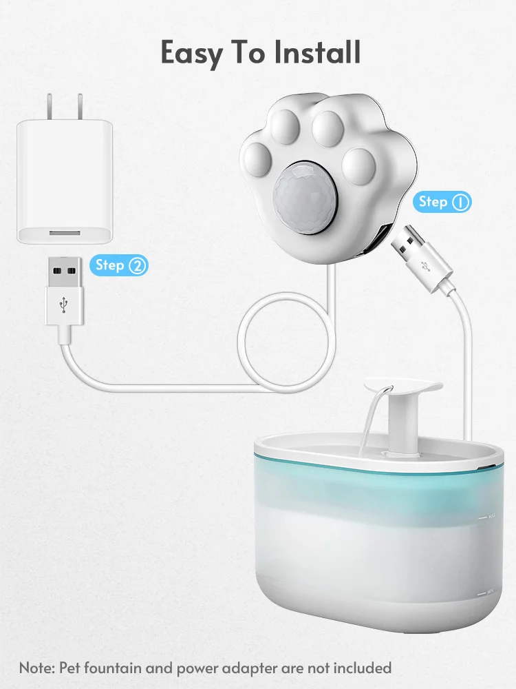 Wasserbrunnen-Sensor Für Katzen, Pfoteförmiger Pir-Bewegungssensor Für Alle Automatischen Wasserspender Für Haustiere Mit Usb-Schnittstelle Wasserbrunnen-Sensor Für Katzen, Pfoteförmiger Pir-Bewegungssensor Für Alle Automatischen Wasserspender Für Haustiere Mit Usb-Schnittstelle - Image 6
