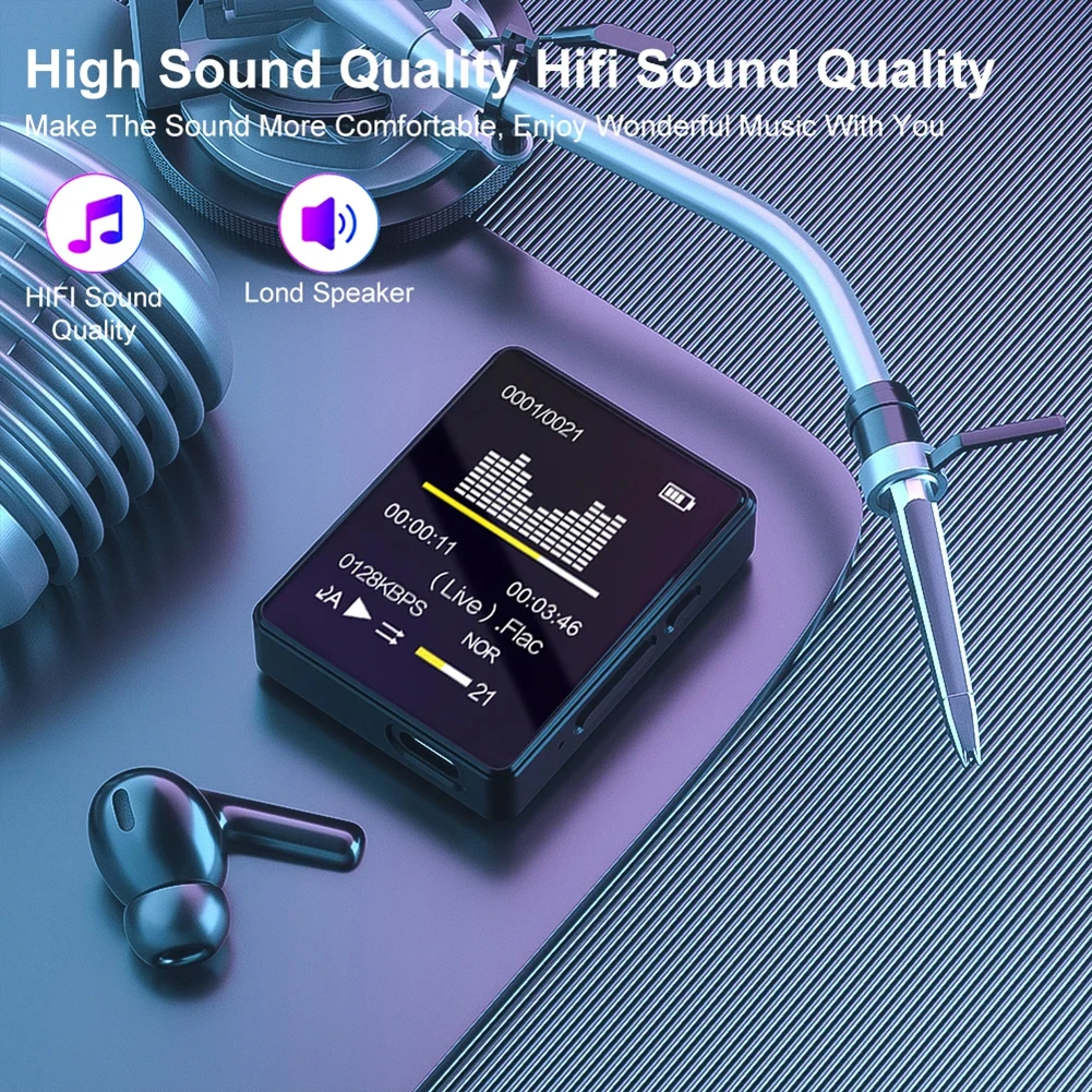 Tragbarer Hifi-Mp3-Player Mit Bluetooth 5.0 – Mini-Musikplayer Mit Tft-Bildschirm, Mp4-Videowiedergabe, Fm-Radio Und Aufnahmefunktion Tragbarer Hifi-Mp3-Player Mit Bluetooth 5.0 – Mini-Musikplayer Mit Tft-Bildschirm, Mp4-Videowiedergabe, Fm-Radio Und Aufnahmefunktion - Image 3
