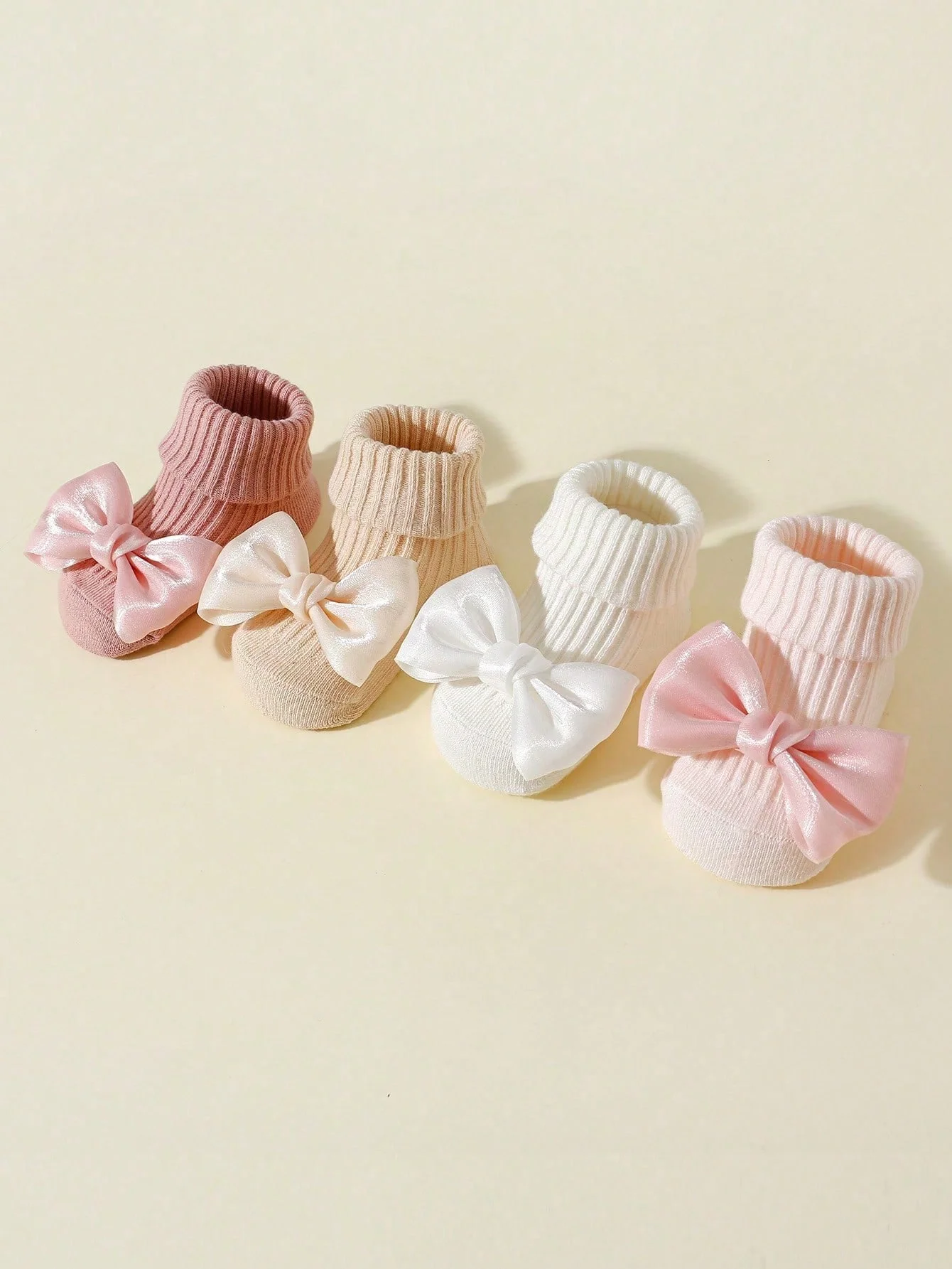 4 Pairs Toddler Socks With Bows, Soft Cotton Cute Ankle Socks For Infants Girls, Fashion Anty-Slip Newborn Baby Socks 0-24 Months 4 Pairs Toddler Socks With Bows, Soft Cotton Cute Ankle Socks For Infants Girls, Fashion Anty-Slip Newborn Baby Socks 0-24 Months - Image 2