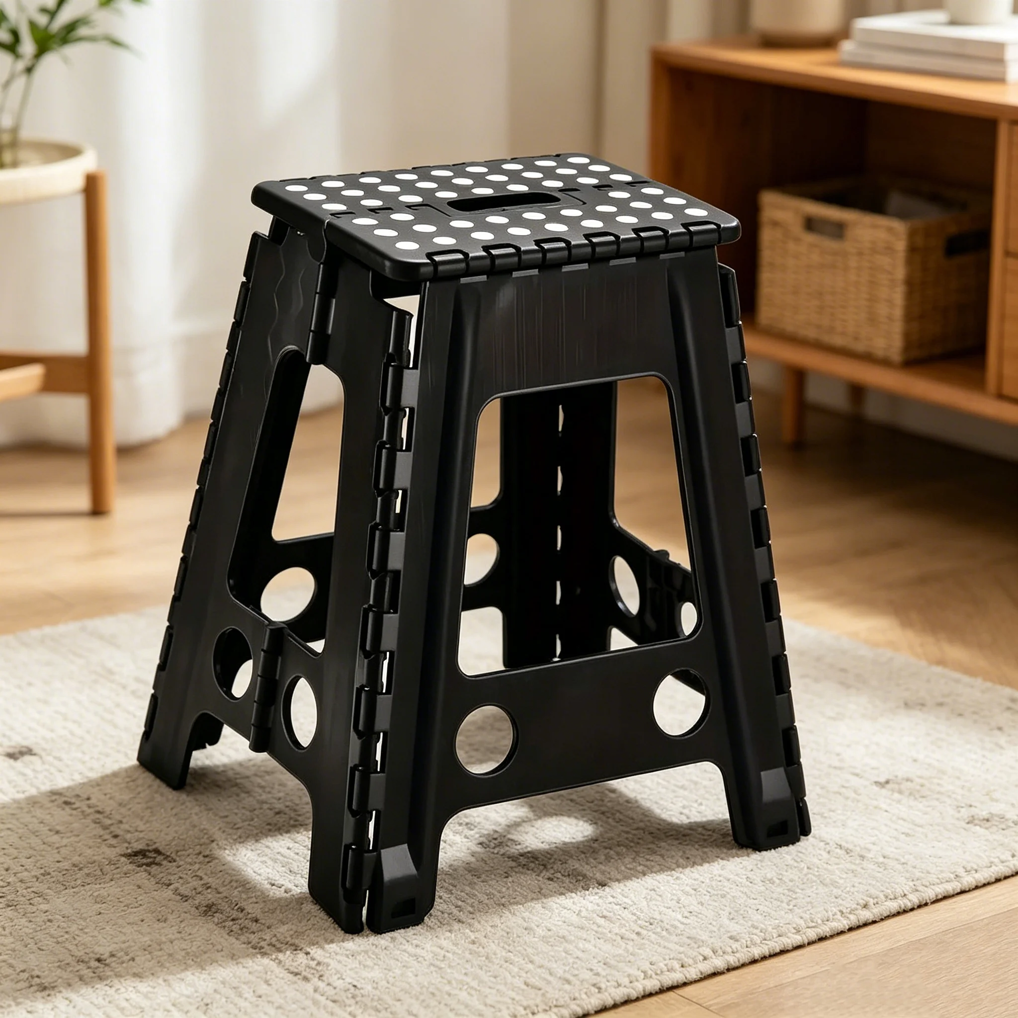 Foldable Plastic Step Stool Anti Slip Portable Heavy Duty Household Foot Stool For Kitchen Garage Camping Library Foldable Plastic Step Stool Anti Slip Portable Heavy Duty Household Foot Stool For Kitchen Garage Camping Library - Image 7