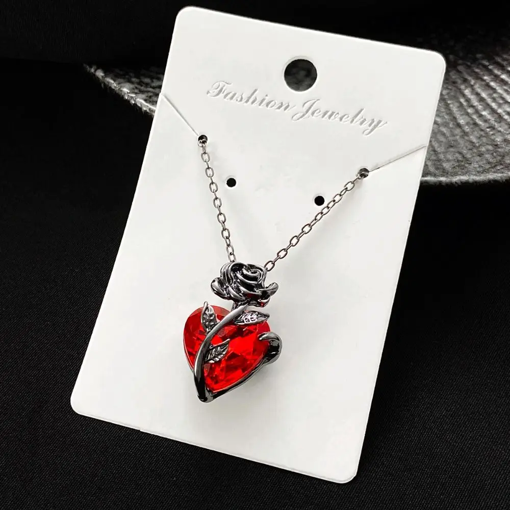 Gothic Rose Red Love Necklace Women'S Y2K Grunge Jewelry Dainty Silver Color Tonebloody Human Heart Pendant Personalized Gifts Gothic Rose Red Love Necklace Women'S Y2K Grunge Jewelry Dainty Silver Color Tonebloody Human Heart Pendant Personalized Gifts - Image 3