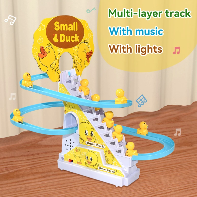 Climbing Stairs Track Toys Electric Duck Diy Rail Racing Track Roller Coaster Toys Set Light Music Educational Toy For Kids Gift Climbing Stairs Track Toys Electric Duck Diy Rail Racing Track Roller Coaster Toys Set Light Music Educational Toy For Kids Gift - Image 3