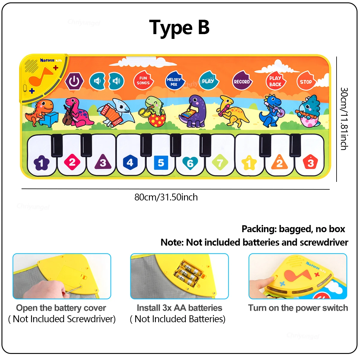 Piano Dance Mat For Kids 80*30Cm Music Play Mat With Demo Songs Toddlers Floor Keyboard Musical Carpet Girl Boy Birthday Gifts Piano Dance Mat For Kids 80*30Cm Music Play Mat With Demo Songs Toddlers Floor Keyboard Musical Carpet Girl Boy Birthday Gifts - Image 7