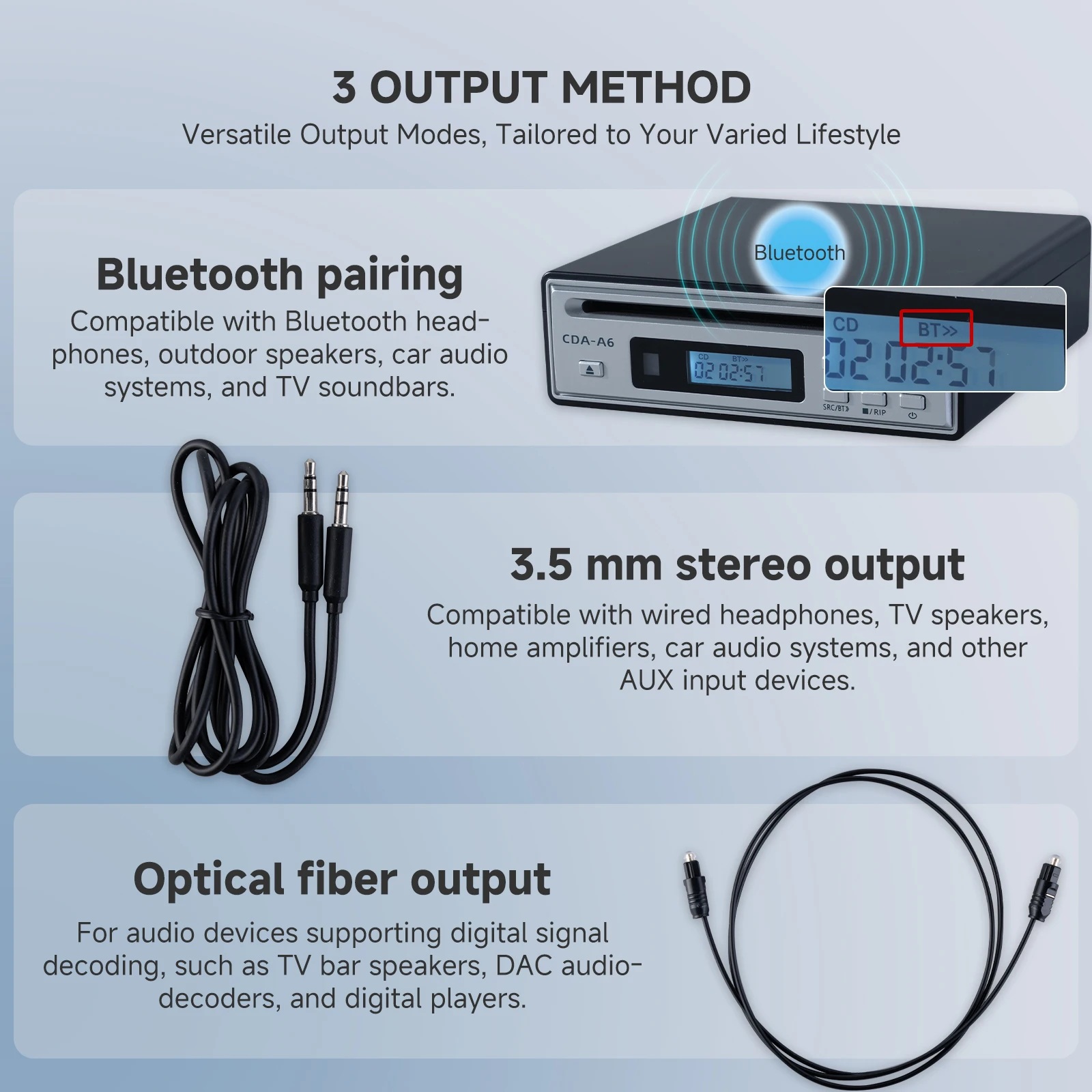 Tragbarer Bluetooth-Cd-Player Mit Cd-Ripper, Hifi-Audio Und Bluetooth-Ein-/Ausgang – Desktop-Musikplayer Für Zuhause &Amp; Büro Tragbarer Bluetooth-Cd-Player Mit Cd-Ripper, Hifi-Audio Und Bluetooth-Ein-/Ausgang – Desktop-Musikplayer Für Zuhause &Amp; Büro - Image 4
