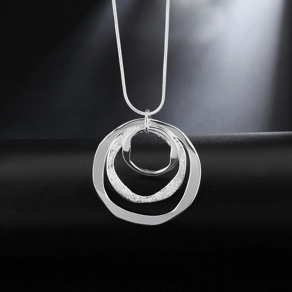 40-75 Cm Feine Marke 925 Sterling Silber Halskette Für Frauen Luxus Hochzeit Schmuck Böhmen Kreis Anhänger Kette Neckalce 40-75 Cm Feine Marke 925 Sterling Silber Halskette Für Frauen Luxus Hochzeit Schmuck Böhmen Kreis Anhänger Kette Neckalce