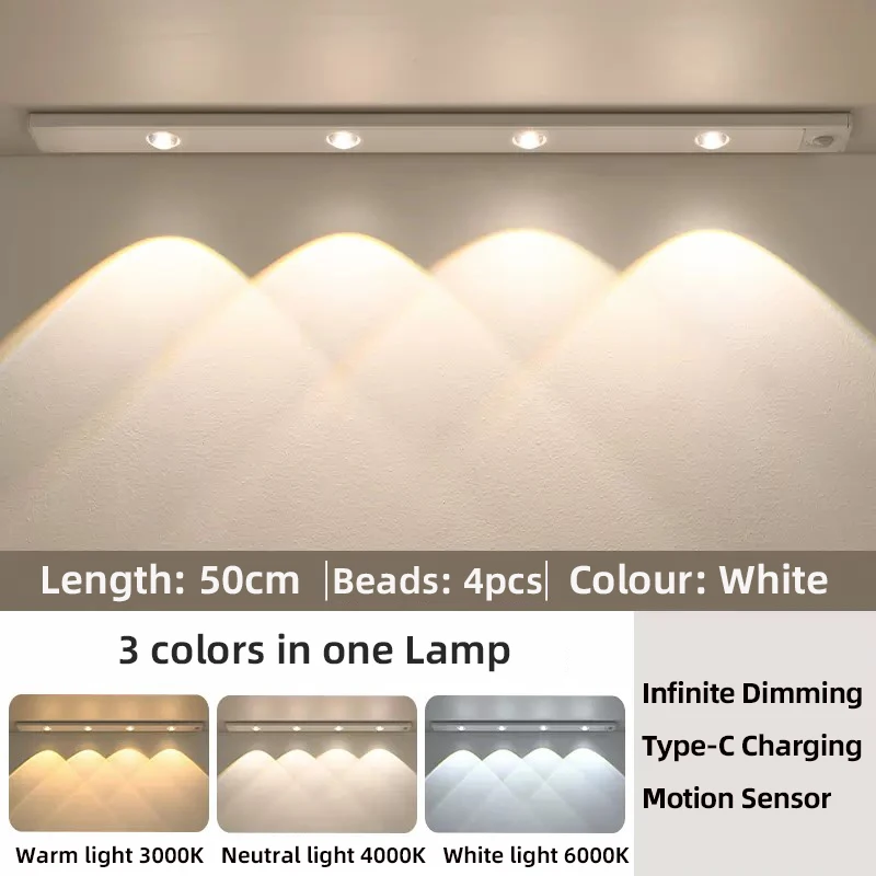 Weiße/Schwarze Led-Schrankleuchte, Usb Wiederaufladbar, Bewegungsmelder, Led-Licht Für Küche, Kleiderschrank, Schrankbeleuchtung, 20 Cm/30 Cm/40 Cm/50 Cm Weiße/Schwarze Led-Schrankleuchte, Usb Wiederaufladbar, Bewegungsmelder, Led-Licht Für Küche, Kleiderschrank, Schrankbeleuchtung, 20 Cm/30 Cm/40 Cm/50 Cm - Image 13
