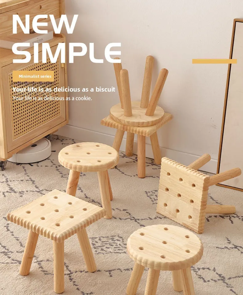 Creative All Solid Wood Small Stool Modern Shoe Stool Kindergarten Original Wood Color Stools Children'S Home Small Stools Creative All Solid Wood Small Stool Modern Shoe Stool Kindergarten Original Wood Color Stools Children'S Home Small Stools - Image 25