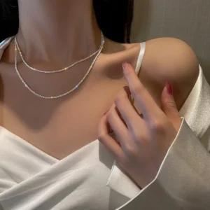 Beliebte funkelnde Halskette für Frauen, silberfarben, Schlüsselbeinkette, Halsband, Modeschmuck, Hochzeit, Party, Geburtstag, Geschenk