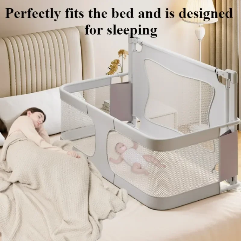 Baby-Nachttisch-Stubenwagen, Faltbare Bettseite, Baby-Stubenwagen, Tragbares Kinderbett, Atmungsaktives Und Sichtbares Netzfenster, Weicher, Waschbarer Liner-Abdeckung Baby-Nachttisch-Stubenwagen, Faltbare Bettseite, Baby-Stubenwagen, Tragbares Kinderbett, Atmungsaktives Und Sichtbares Netzfenster, Weicher, Waschbarer Liner-Abdeckung - Image 4