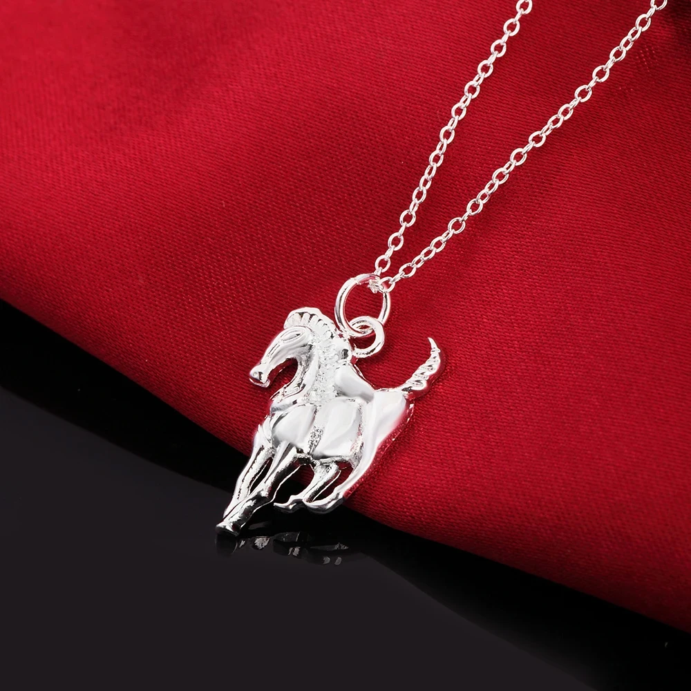 Modemarke Halskette Aus 925Er-Sterlingsilber Für Damen, Luxuriöser Hochzeitsschmuck, Elegante Pferdeanhänger-Kette Modemarke Halskette Aus 925Er-Sterlingsilber Für Damen, Luxuriöser Hochzeitsschmuck, Elegante Pferdeanhänger-Kette - Image 2