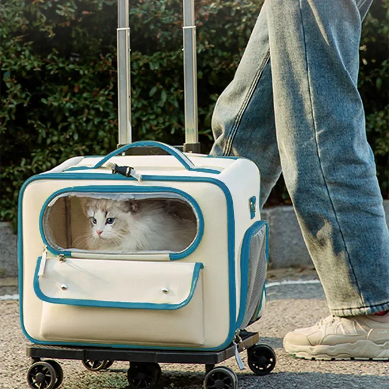Cat Carrier Bag Pet Trolley Case Small Dog Luggage Bags Portable Cat Backpack Pushable Shoulder/Portable/Diagonal Bag Detachable Cat Carrier Bag Pet Trolley Case Small Dog Luggage Bags Portable Cat Backpack Pushable Shoulder/Portable/Diagonal Bag Detachable - Image 8