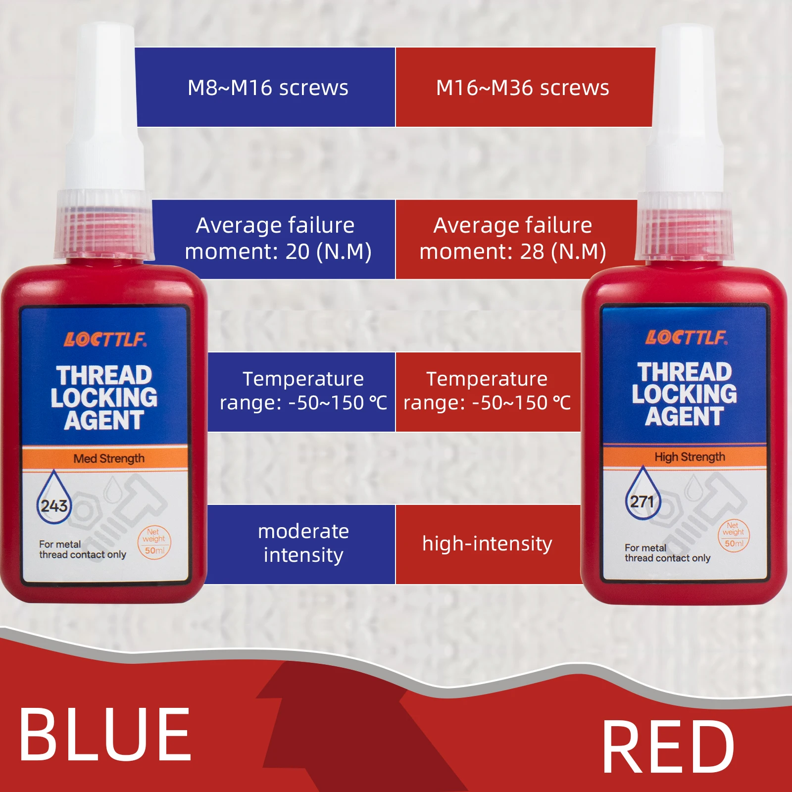 50Ml Threadlocker 271 Rot Hochfester Schraubensicherungslack 243 Muttern-Bolzen-Sicherung Schraubverschluss Dichtungsmittel Anaerober Klebstoff 50Ml Threadlocker 271 Rot Hochfester Schraubensicherungslack 243 Muttern-Bolzen-Sicherung Schraubverschluss Dichtungsmittel Anaerober Klebstoff - Image 2